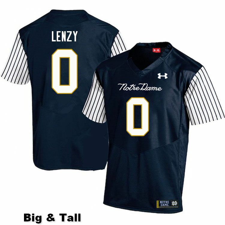 Men's NCAA Notre Dame Fighting Irish #0 Braden Lenzy Stitched College Under Armour Authentic Navy Big & Tall Alternate Football Jersey NK10Z45TN